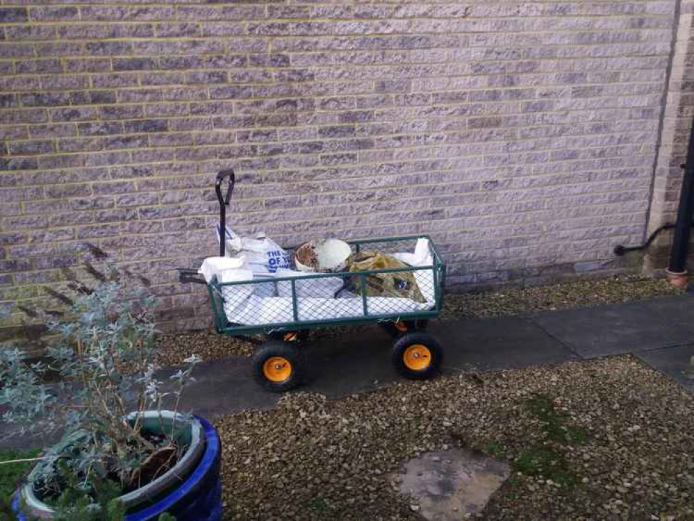 The cart bought from Avon and Wessex, NOT Amazon. The litter campaigner also implores Midsomer to shop local The cart bought from Avon and Wessex, NOT Amazon. The litter campaigner also implores Midsomer to shop local