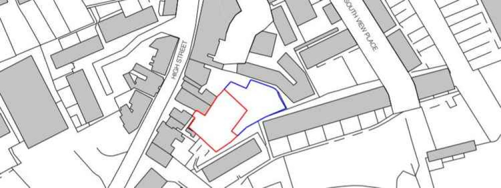 An extract showing the proposed site of three new homes just off the Midsomer Norton High Street An extract showing the proposed site of three new homes just off the Midsomer Norton High Street
