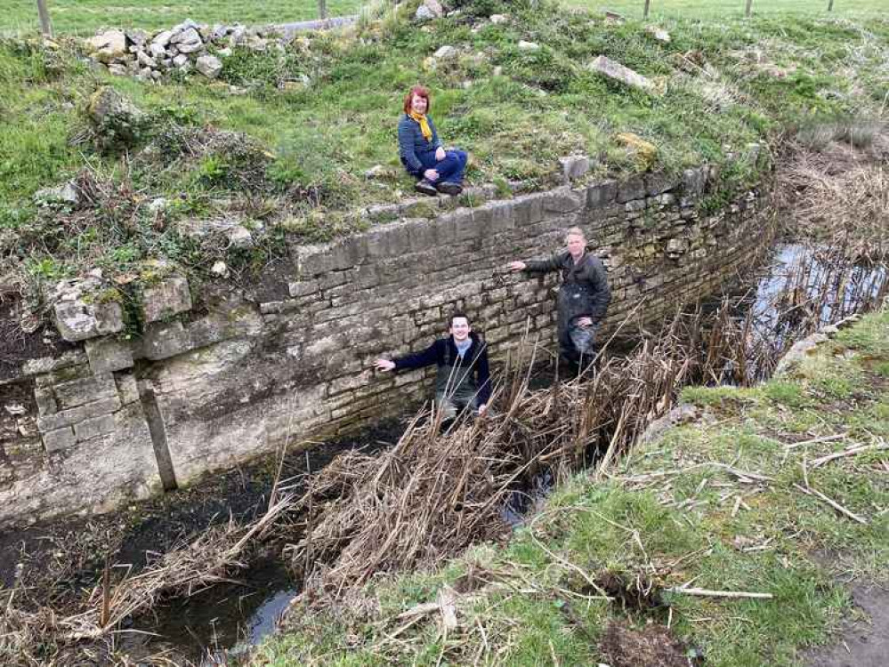 Liz Hardman (top), Grant Johnson (left) and Mark Sherrey (right) down at the foundations of Terminus Bridge as it looks now. Liz Hardman (top), Grant Johnson (left) and Mark Sherrey (right) down at the foundations of Terminus Bridge as it looks now.