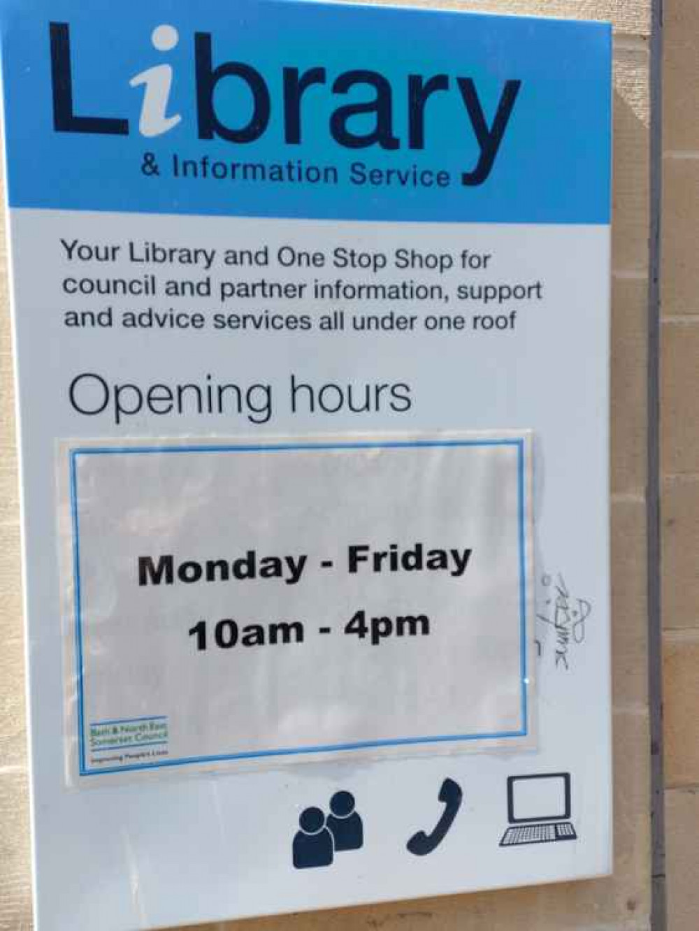 The current opening times at Midsomer Norton library