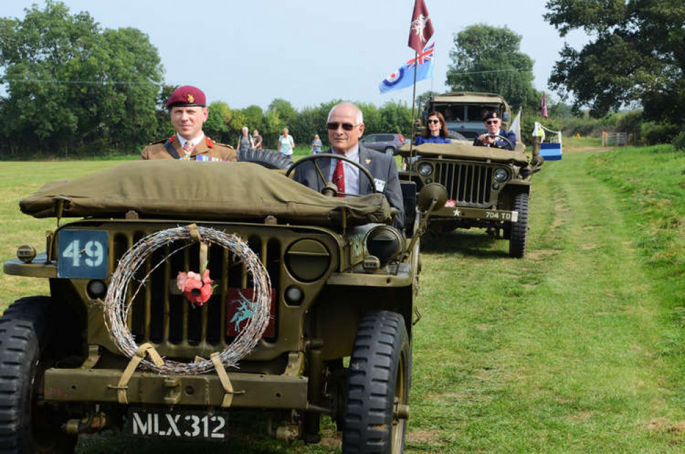 Mike Knight drives the Reviewing Officer Brigadier John Clark to the Arnhem Memorial in his 1944 Ford Jeep Mike Knight drives the Reviewing Officer Brigadier John Clark to the Arnhem Memorial in his 1944 Ford Jeep
