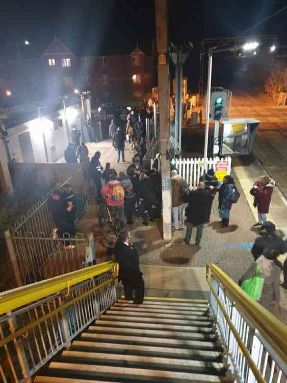 Police officers and c2c staff stop and check rail passengers at Stanford-le-Hope