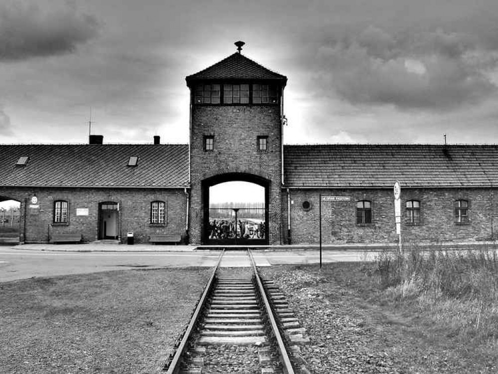 The entrance to the Auschwitz Birkenau camp