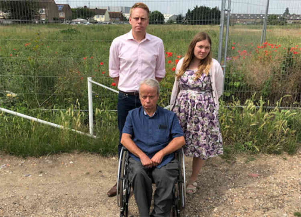 Cllrs Jane Pothecary, Martin Kerin and Tony Fish at the Belmont allotments site.