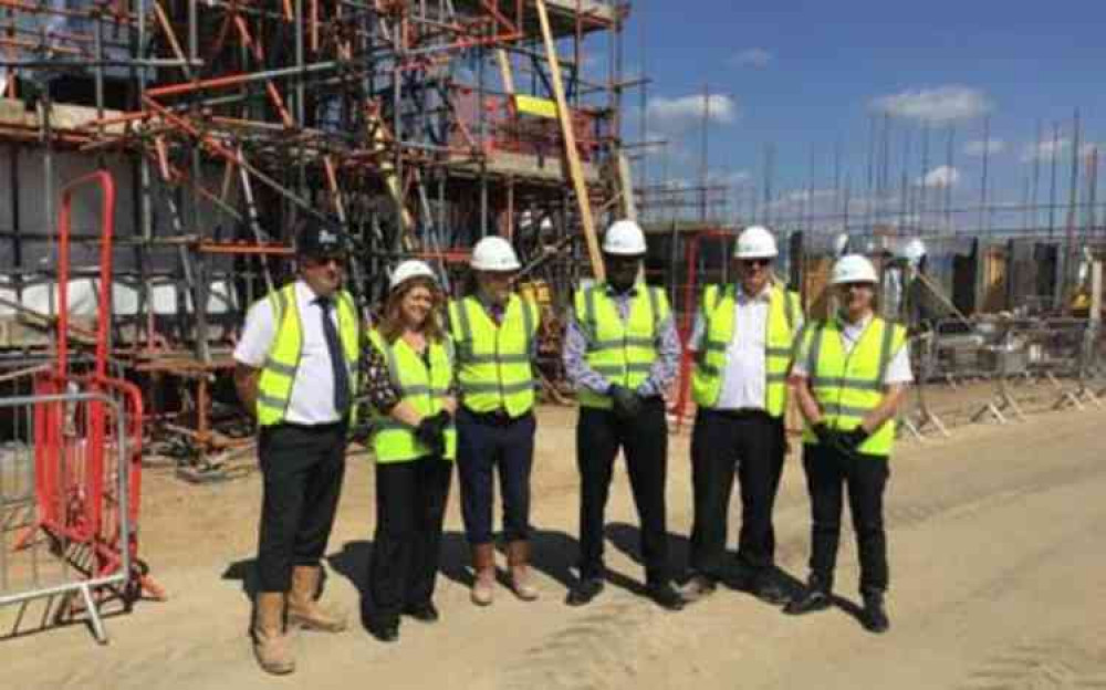 Chadwell St Mary councillor Sara Muldowney was among three Labour councillors who visited the site in May. She is pictured with Colin Chandler (Operation Manager at United Living), Steve Carden (Managing Director for Construction South at United Living),