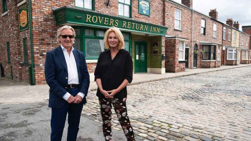 Joanna on the Corrie cobbles with William Roache, for 60 years a constant presence in Coronation Street