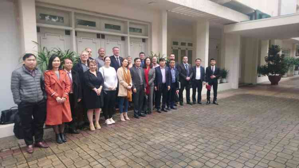 Essex Police representatives are joined by the National Crime Agency and British Embassy representatives as they meet with members of Vietnam's Ministry of Public Security. This was taken after a meeting between all parties at MPS headquarters in Hano