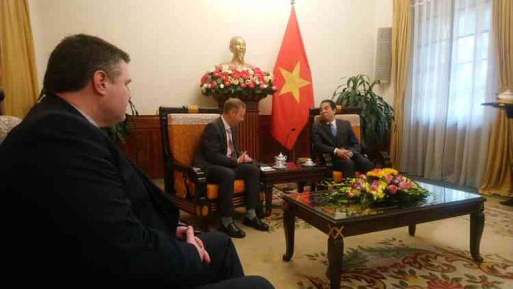 Assistant Chief Constable Tim Smith meets with British Ambassador to Vietnam, Gareth Ward, and Deputy Foreign Minister to Vietnam, To Anh Dung on 13 February.