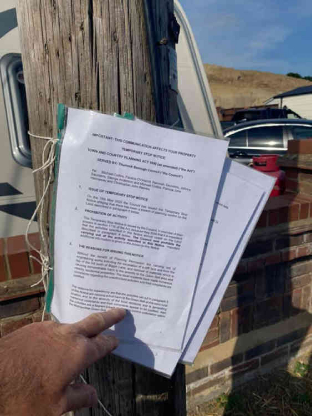 The notice posted on Biggin Lane. It has since been torn down. The notice posted on Biggin Lane. It has since been torn down.