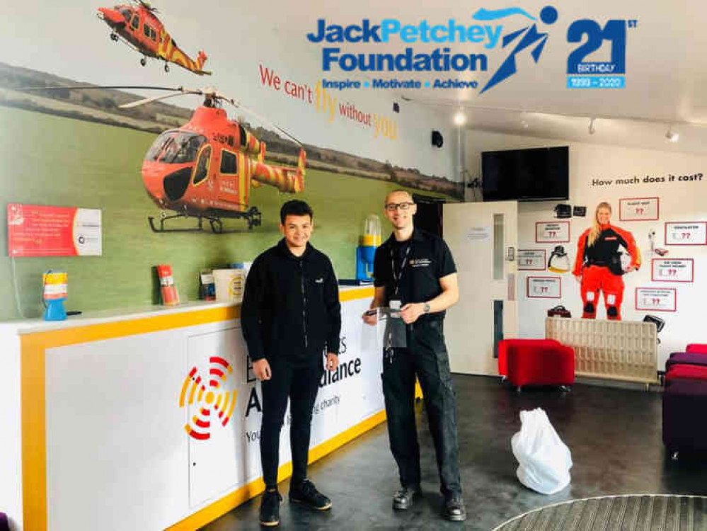 Josh Bateman delivers equipment to the Essex & Herts Air Ambulance station.