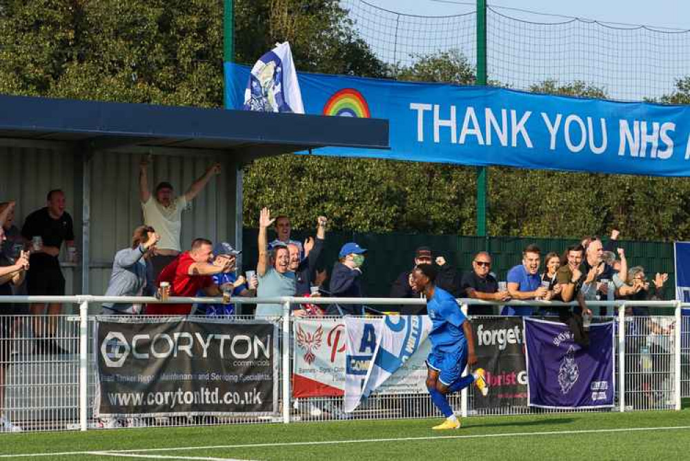 Manny Ogunrinde celebrates his goal