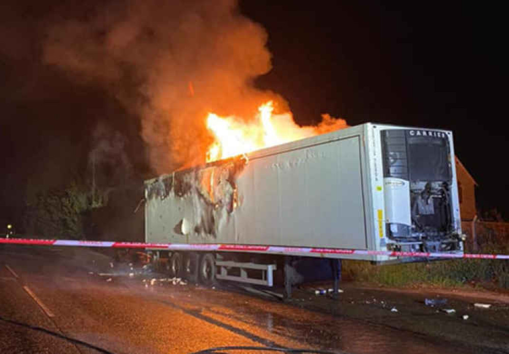 The recent blaze when fire crews had to deal with a dumped container on fire.