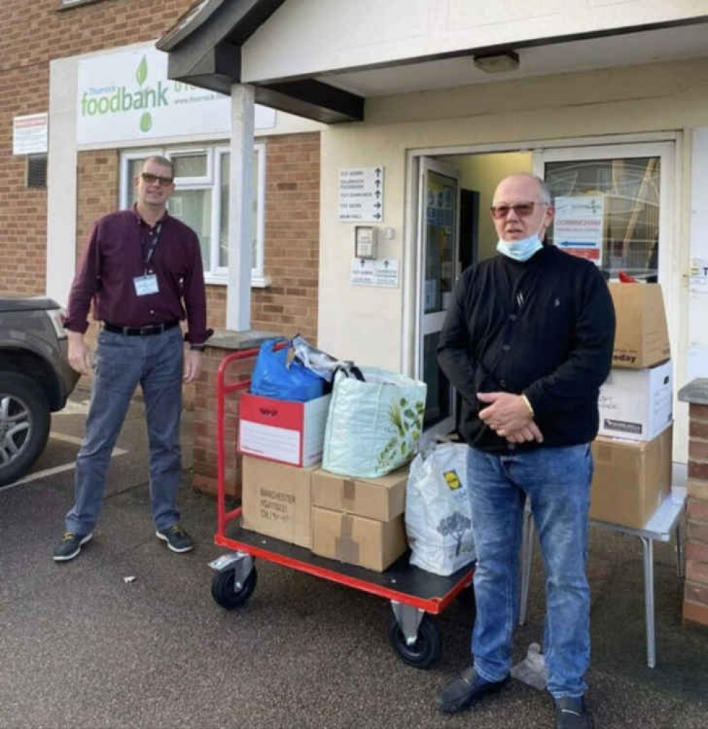 Simon Belson delivers the donation to Thurrock Foodbank.