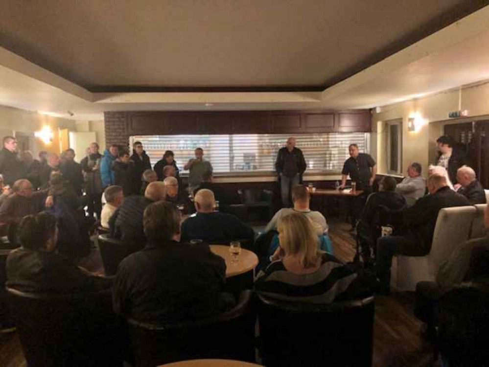 Hornchurch chairman Colin McBride, pictured addressing a meeting of East Thurrock's supporters in the wake of the death of his friend Bennie Bennett, has been praised by Alfie Best.