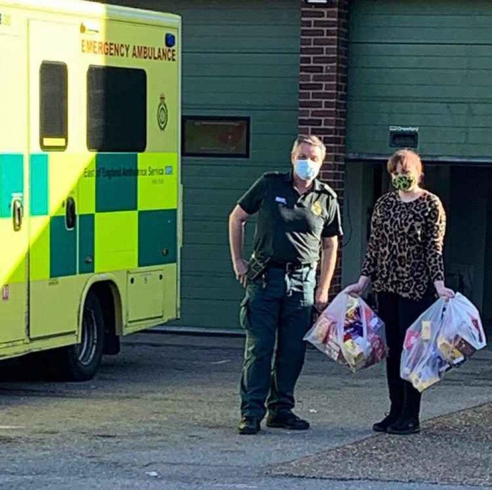 Courtney-Lee drops off her gifts at the ambulance station. Courtney-Lee drops off her gifts at the ambulance station.