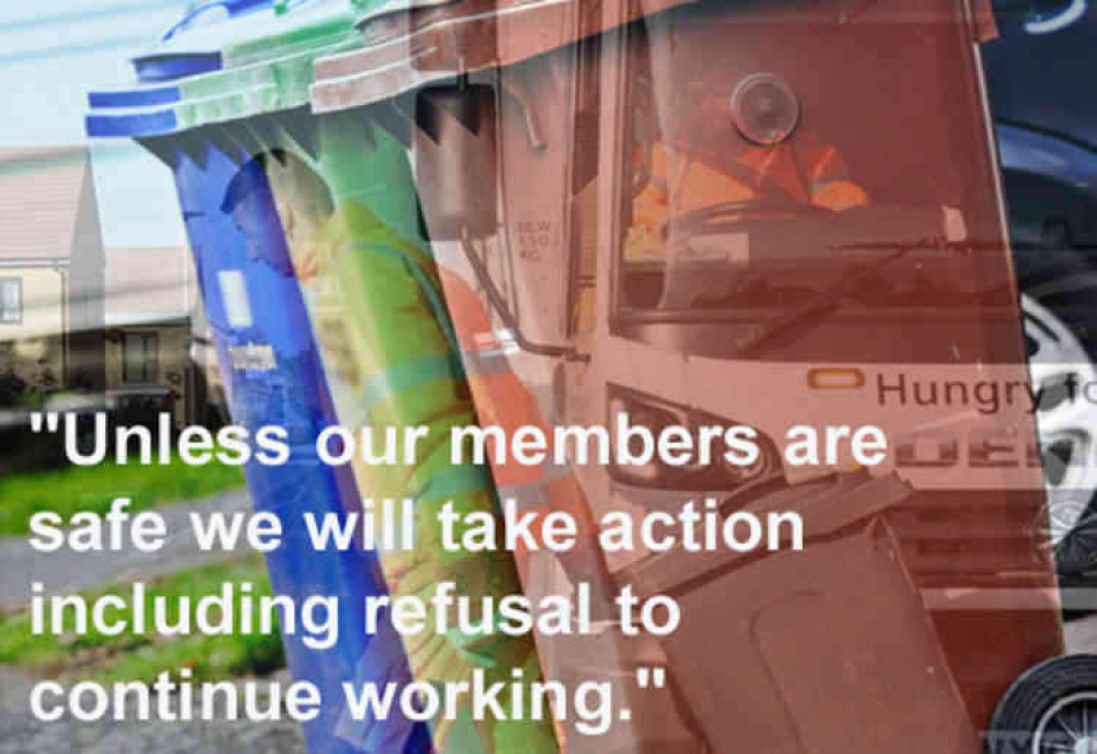 Members of Thurrock's bin collection teams said they were being put in danger by a lack of protection. Members of Thurrock's bin collection teams said they were being put in danger by a lack of protection.