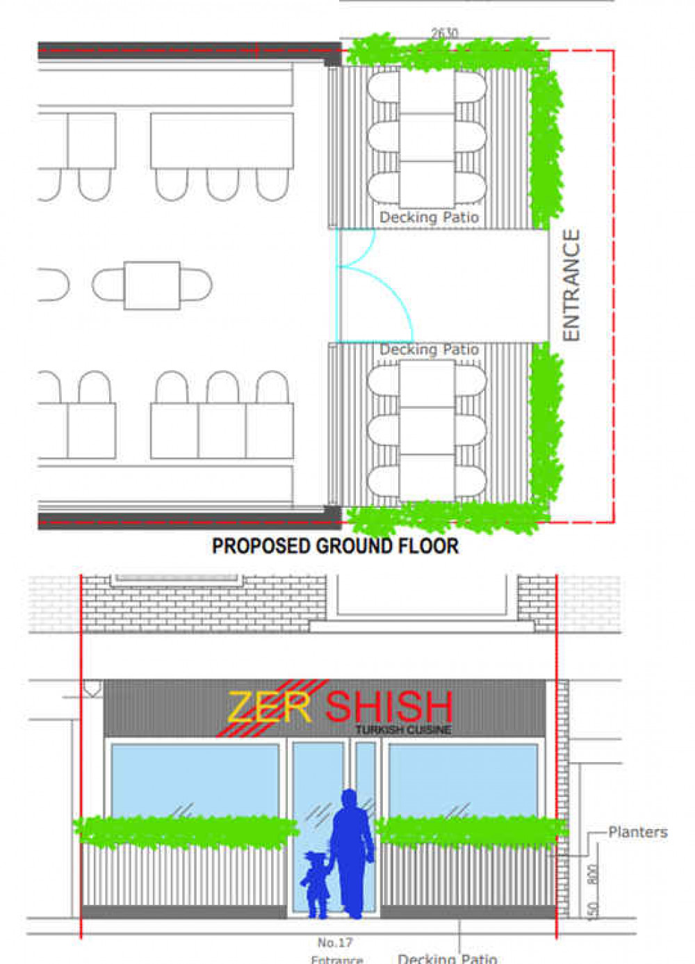 The plans submitted for the frontage.