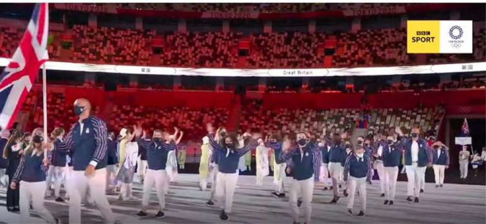 Representatives of the GB team enter the stadium at today's opening ceremony. Representatives of the GB team enter the stadium at today's opening ceremony.