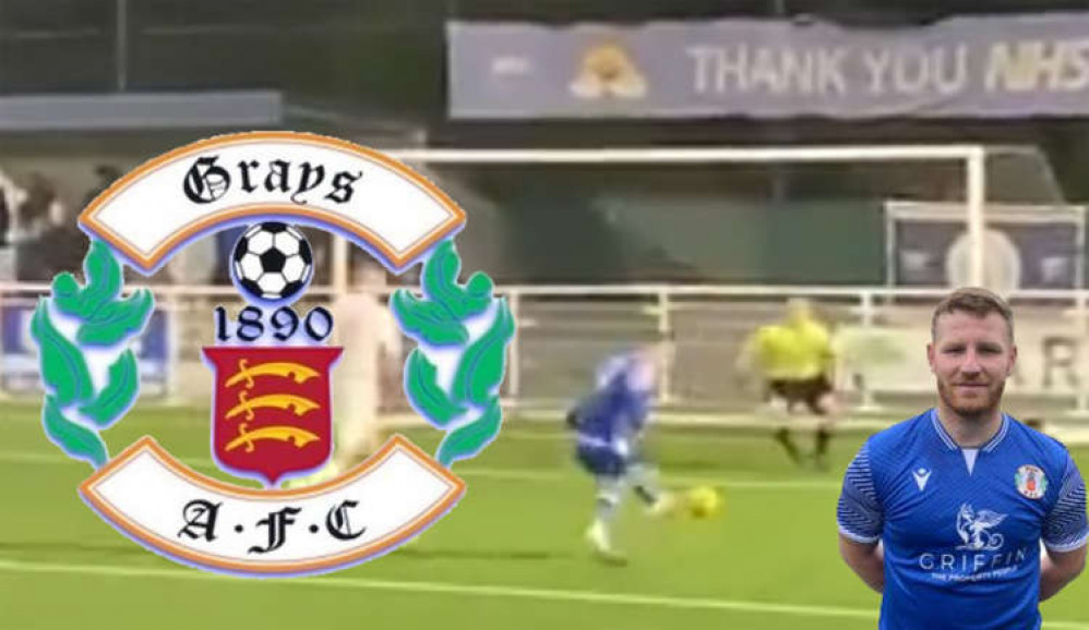 Callum Watts scores Grays' fourth, rounding off a great night sparked by the opening goal from David Knight (inset). Callum Watts scores Grays' fourth, rounding off a great night sparked by the opening goal from David Knight (inset).