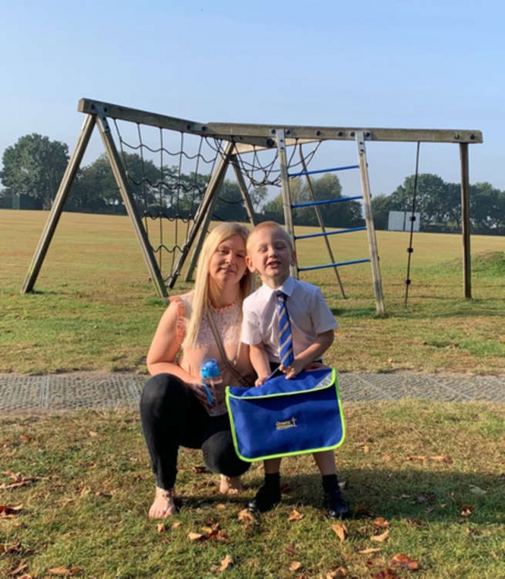 Now Freddie is enjoying school and is pictured with mum Emma.