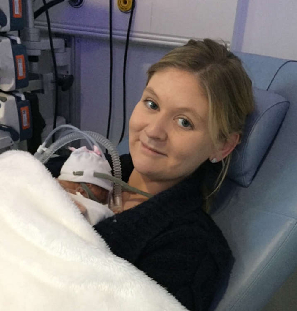 Emma and Freddie in hospital.