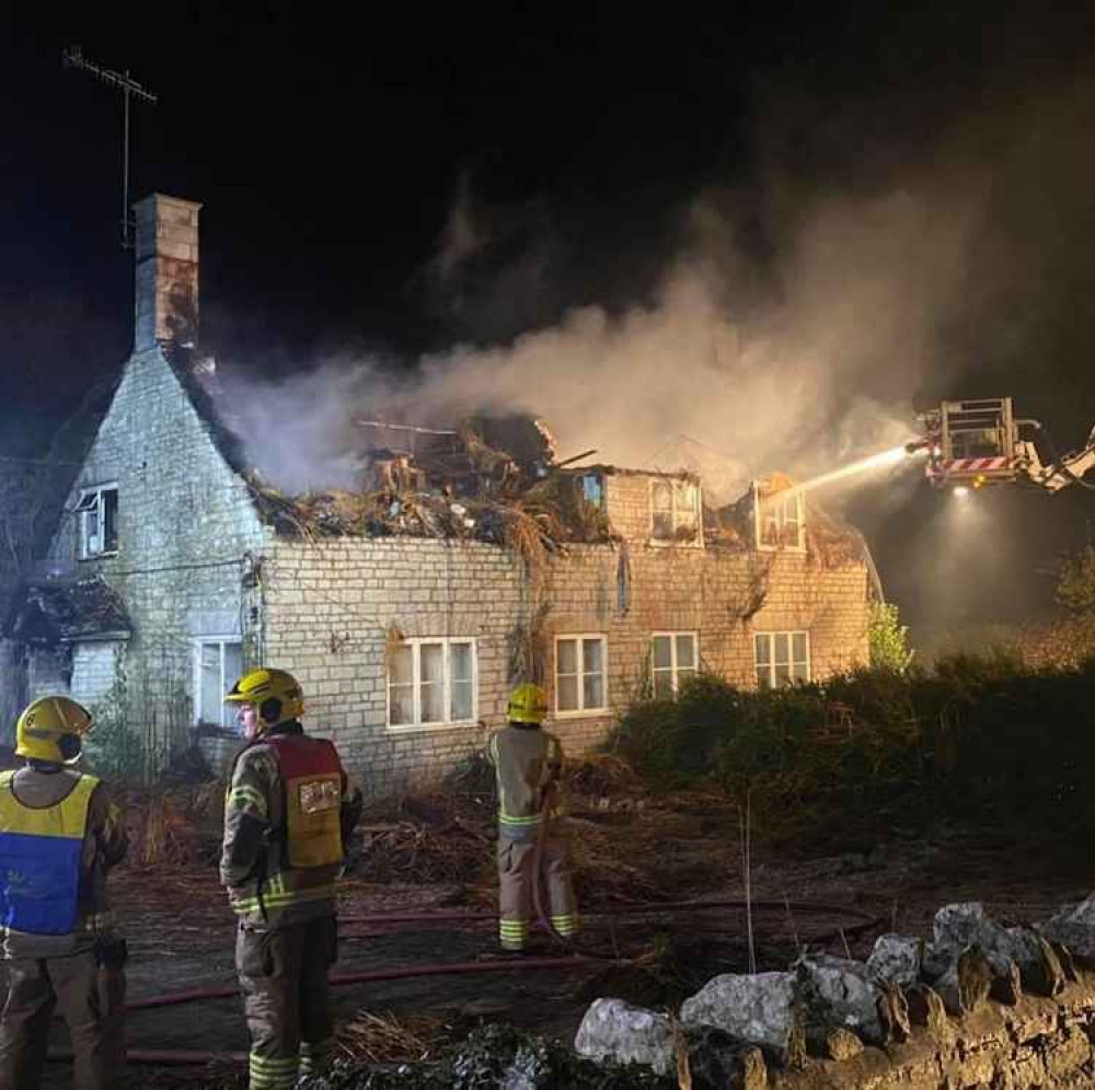 Fire crews tackle a house fire last night and into this morning Picture: Dorset and Wiltshire Fire and Rescue Service