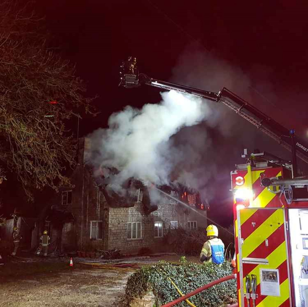 Fire crews tackle a house fire last night and into this morning Picture: Dorset and Wiltshire Fire and Rescue Service