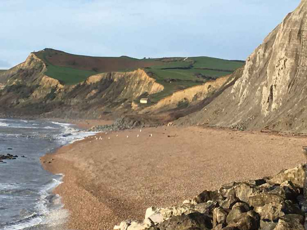 The cliff fall from West Bay