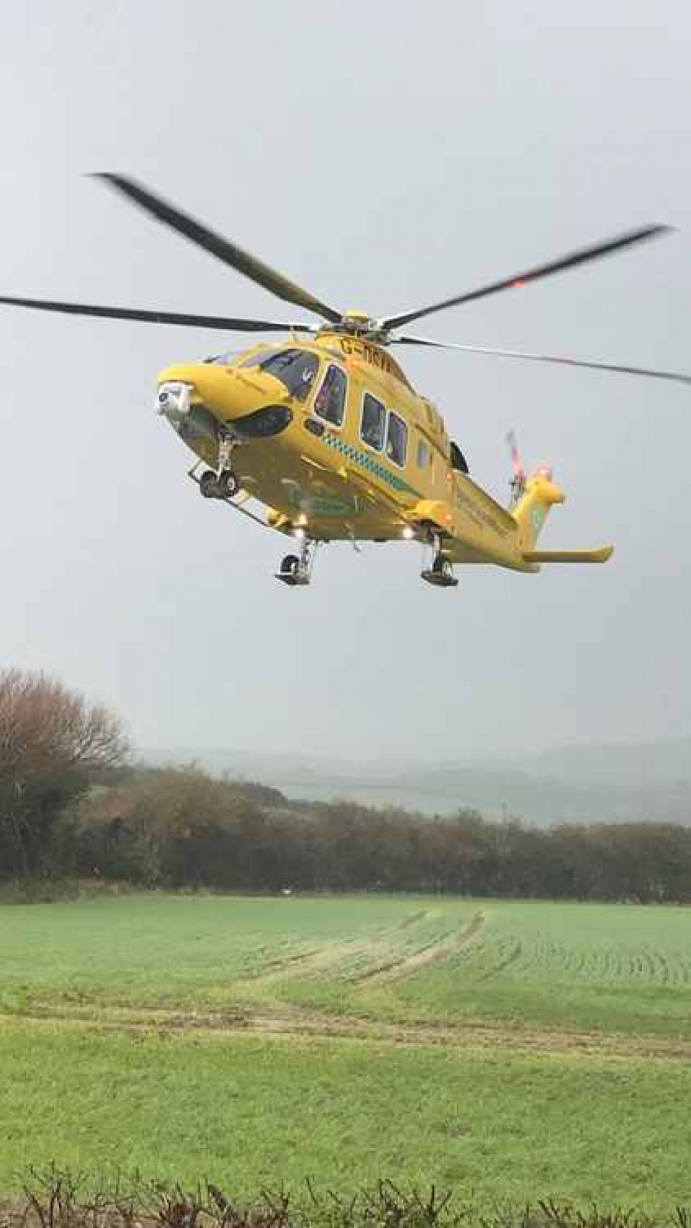 The air ambulance at the scene Picture: Bridport Fire Station