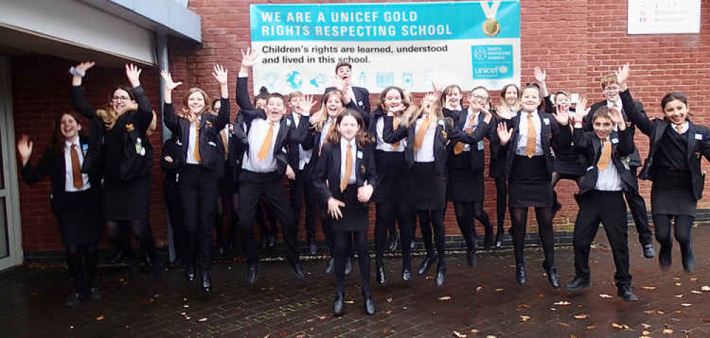 Students at the Sir John Colfox Academy are celebrating after becoming the south west's first UNICEF gold Rights Respecting secondary school