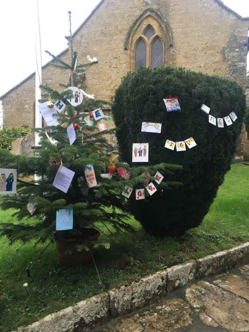 The Christmas tree by Walditch church