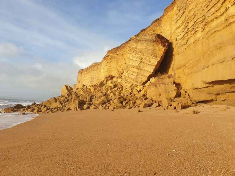 People are urged to stay away from the rock fall at Burton Bradstock