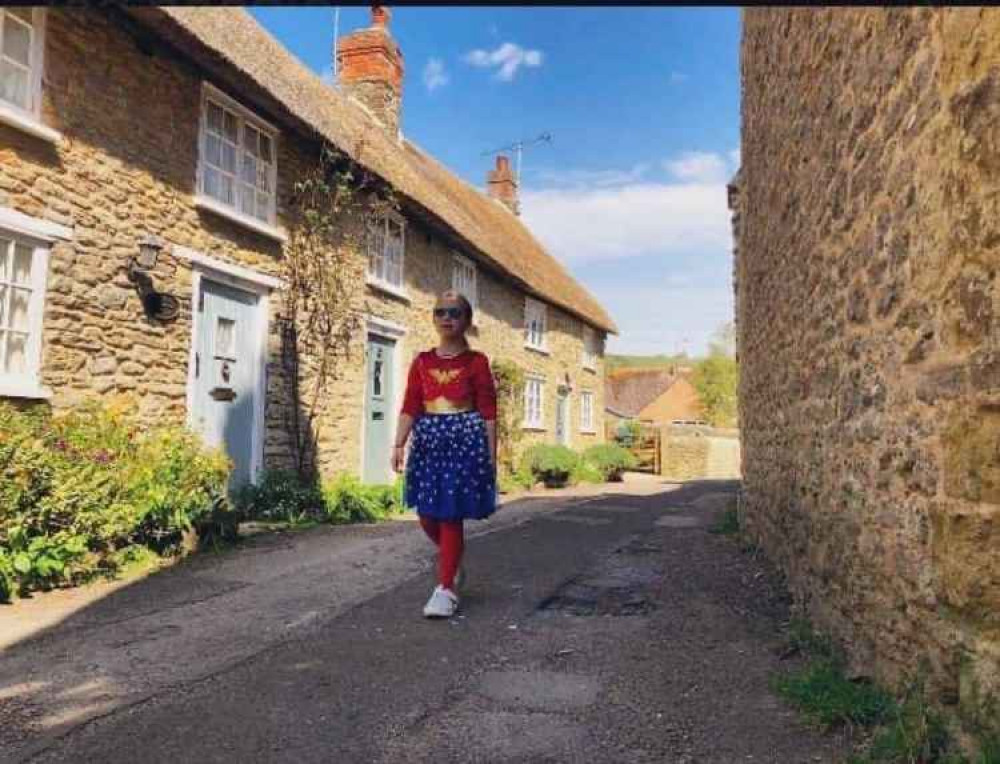 Lily Tancock doing her Wonder Woman walk