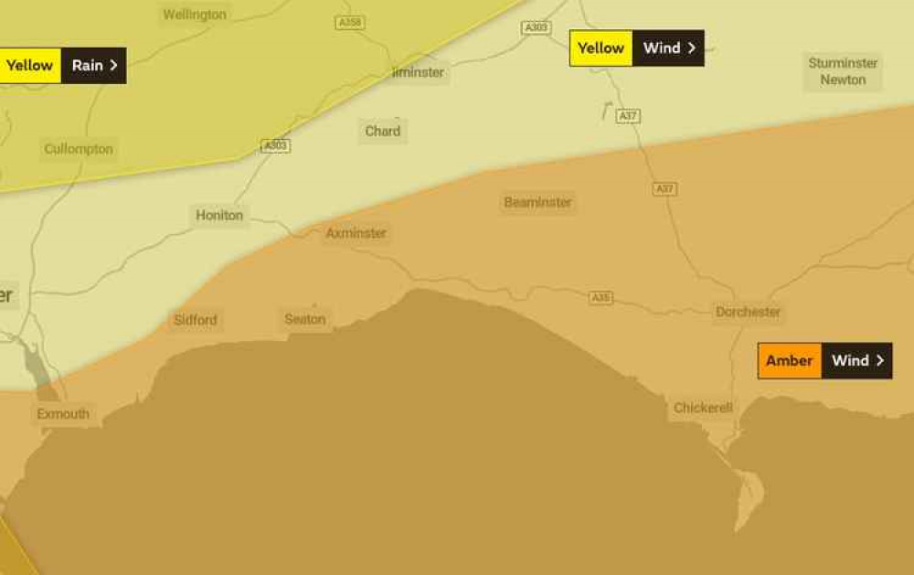 The Met Office has issued an amber warning for wind