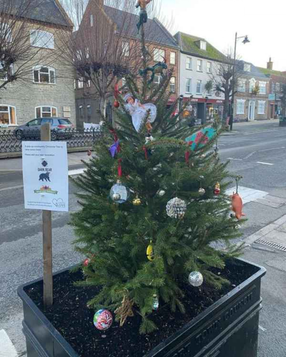 The community Christmas tree was stolen from outside Waitrose, which raised £300 for Cupboard Love Food Bank