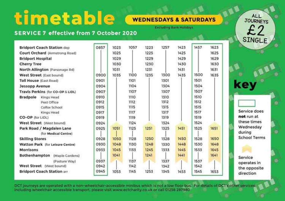 There are changes to the service 7 Bridport town bus There are changes to the service 7 Bridport town bus