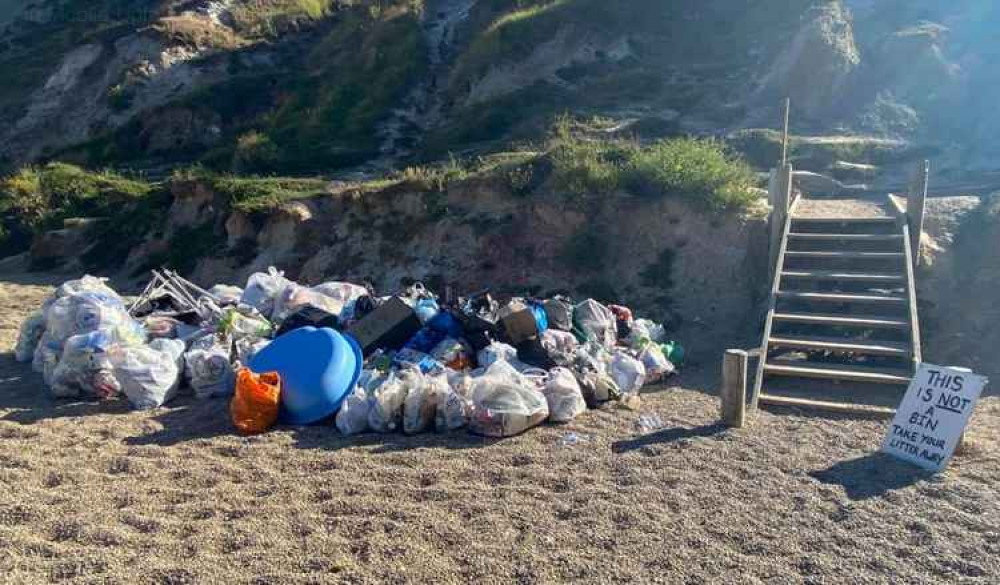 Some of the rubbish left at Durdle Door last summer