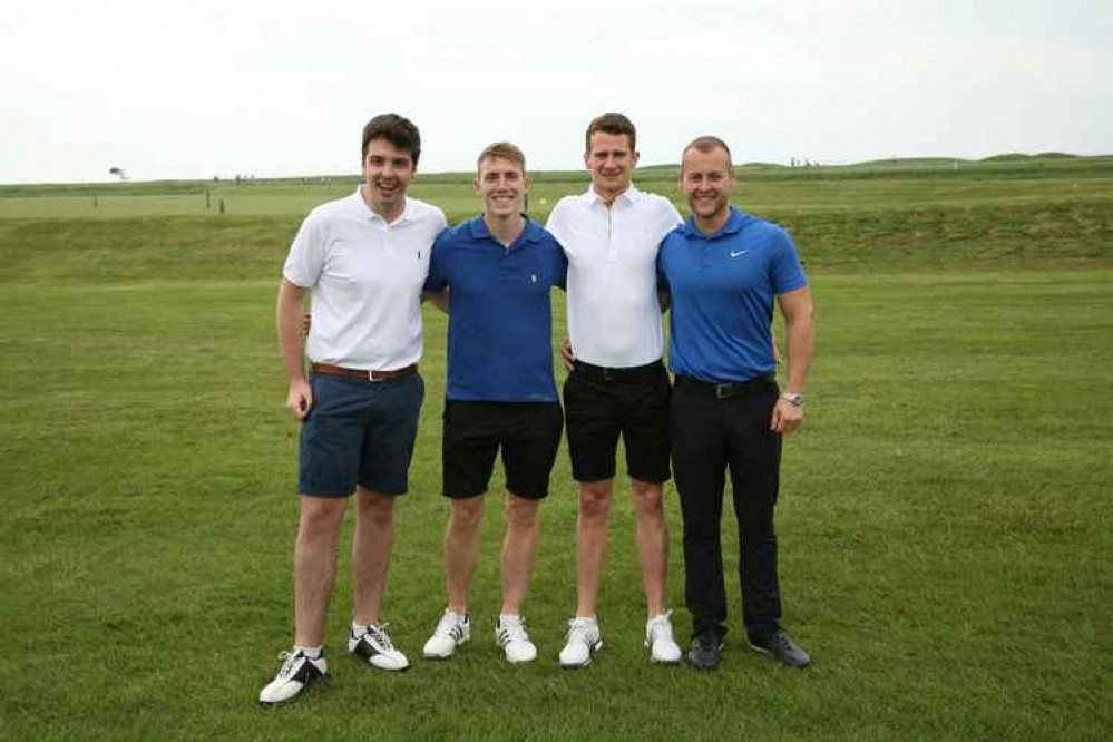 Four of the six taking part in The Big Golf Race, Ed Halson, Sam Bevis, Will Bradbury and Toby Hall