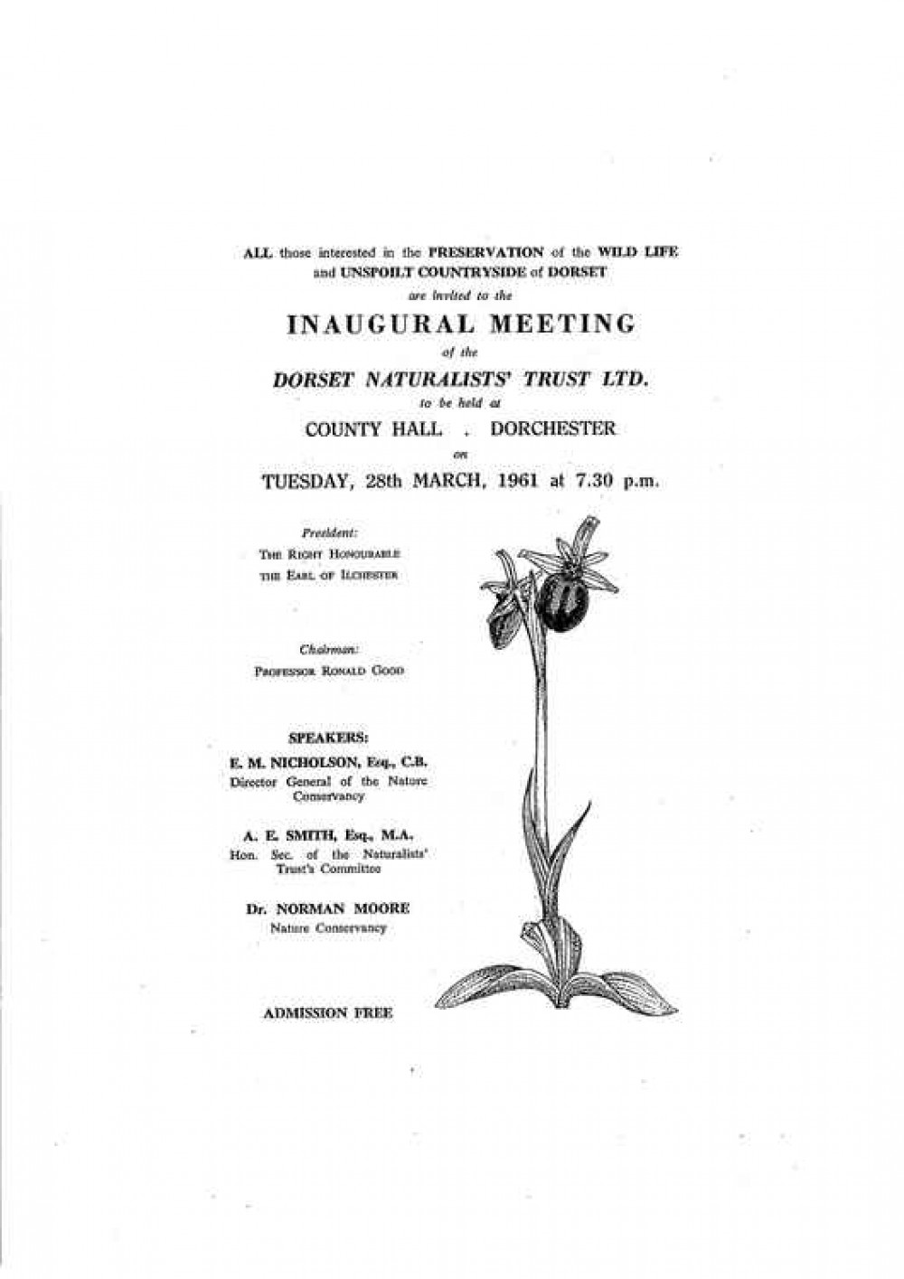 Inaugural meeting notice 1961