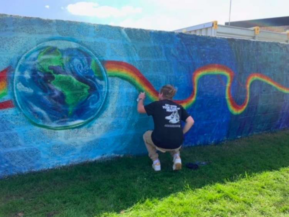 The artwork being created in St Mary's playing fields