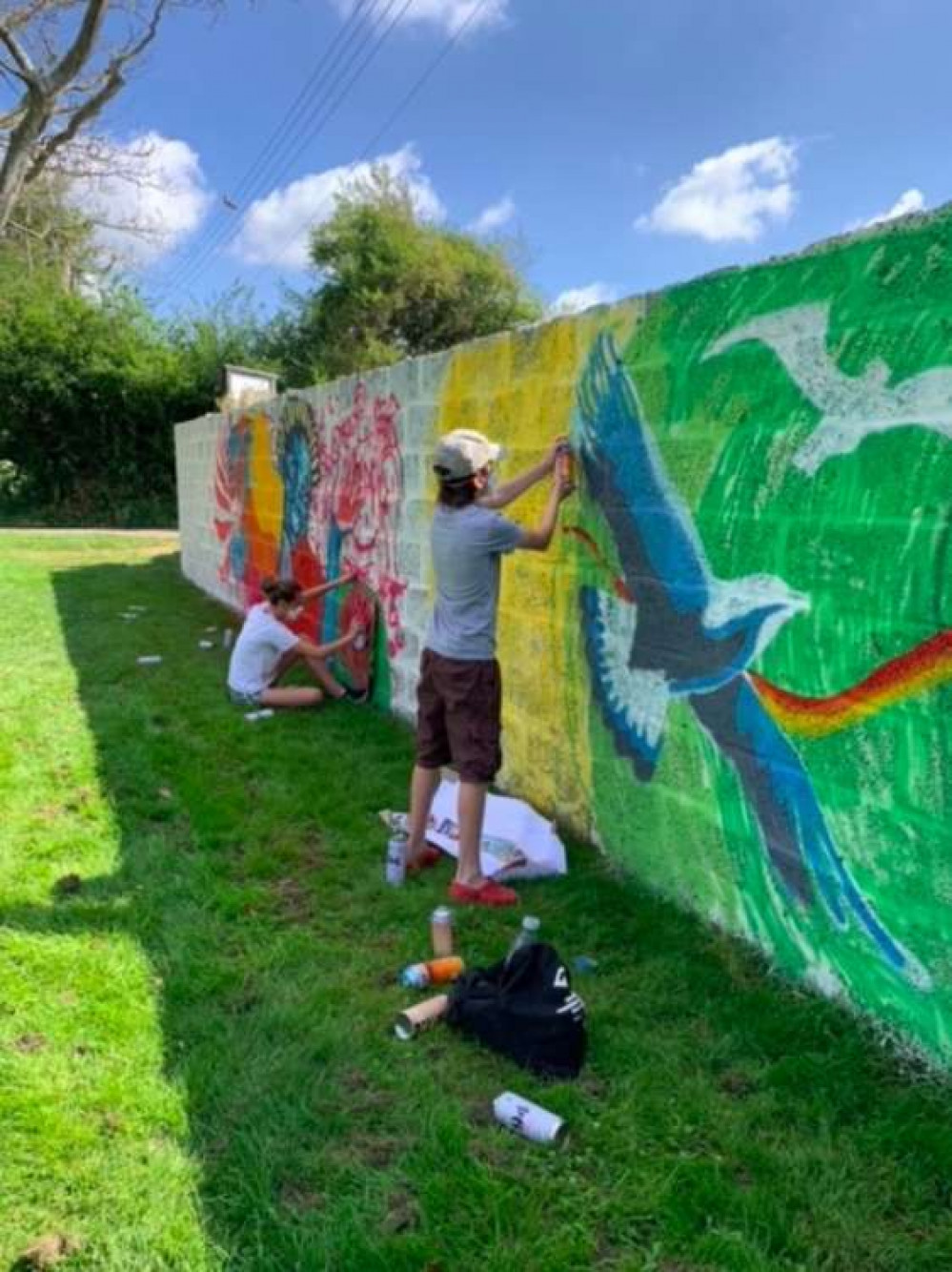 The artwork being created in St Mary's playing fields