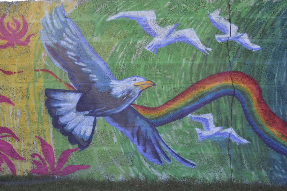 The mural in Bridport St Mary's playing fields