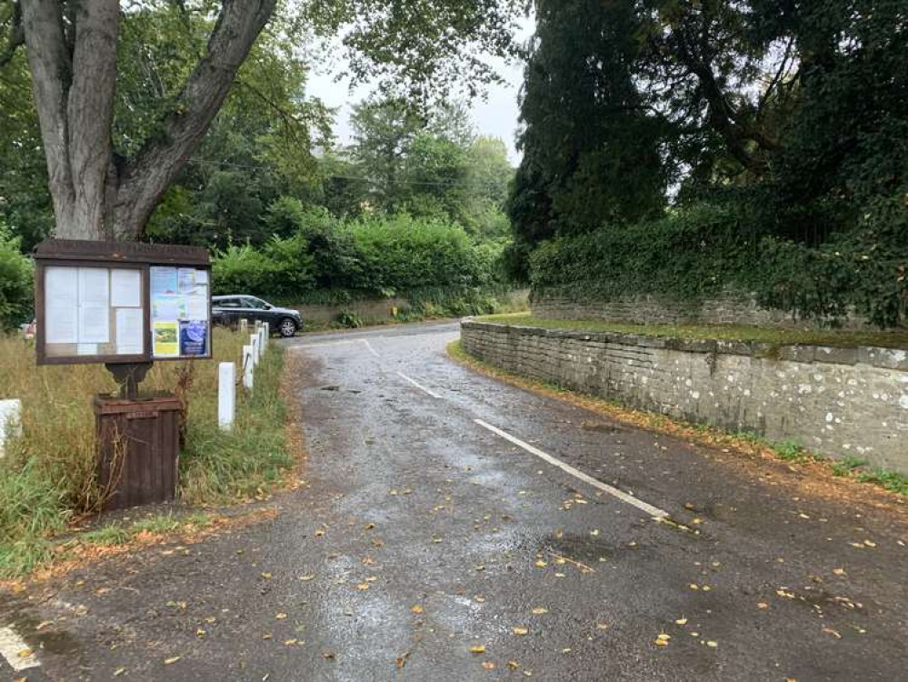 Start at the school and go left past the church and up past the triangle