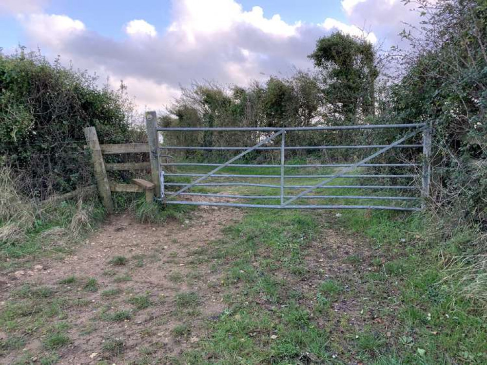 Go over the stile and continue straight along the track