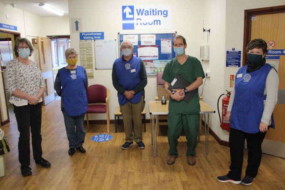 Doctors and volunteers helping with the vaccination programme at Seaton Community Hospital