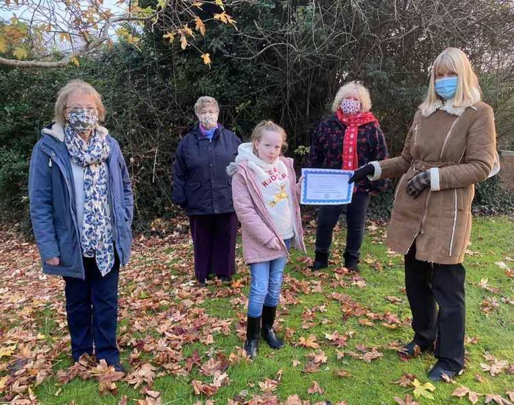 Isla Heal pictured with Seaton & District Hospital League of Friends trustees Shirley Robinson, Carol Rowe, Mary Bowles and Julie Gosling