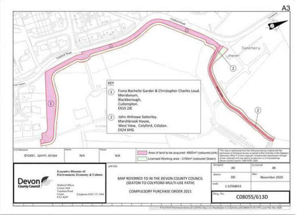 The 'missing link' - the land Devon County Council will compulsory purchase to complete the Seaton to Colyford cycle path