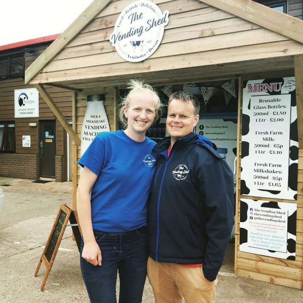 Mark and Emma Herrod at their new branch of The Vending Shed in Axminster Mark and Emma Herrod at their new branch of The Vending Shed in Axminster