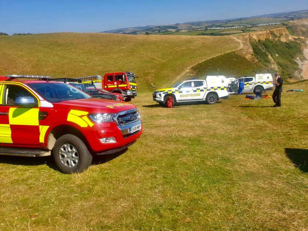 The dog rescue at Thorncombe Beacon near Eype Picture: Bridport Fire Station