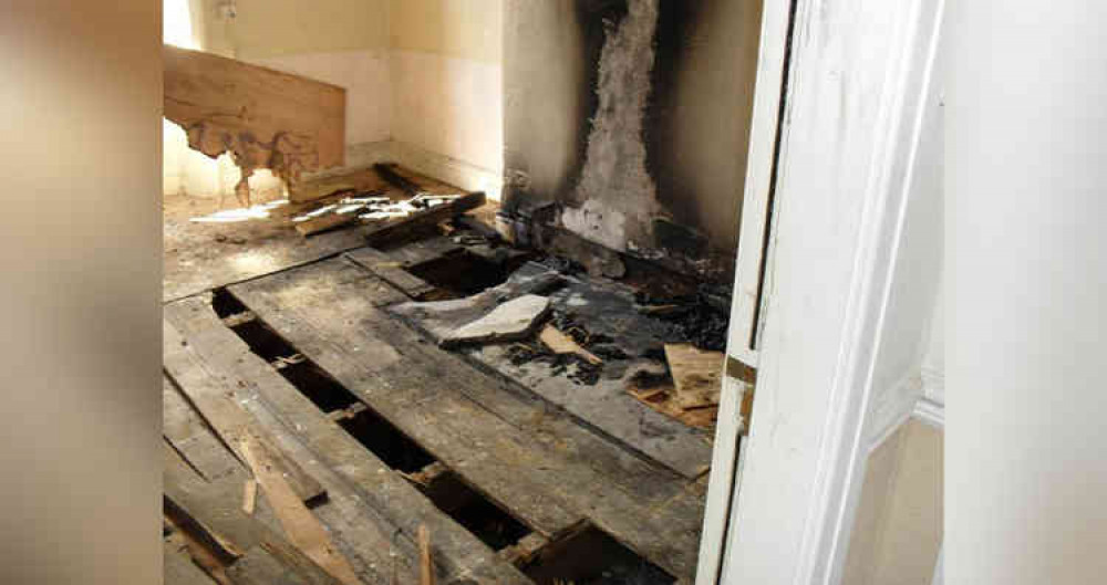 Internal damage caused by the deliberate fire at Moody Hall